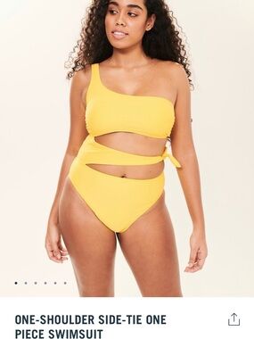 Abercrombie & Fitch Yellow One-Shoulder Side-Tie One-Piece Swimsuit